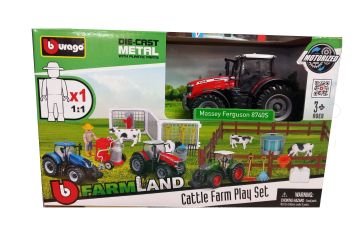 Комплект ферма с трактор Ферма за добитък Massey Ferguson 8740S Bburago