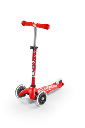 Детска тротинетка Micro Mini, Red LED Deluxe, със светещи колела