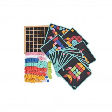 Дървена мозайка с цветни форми Tooky Toy TF569 