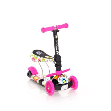 Тротинетка със седалка 2в1 LORELLI SMART Pink FLOWERS
