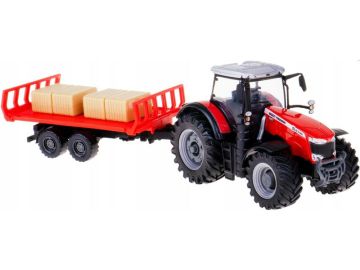 Трактор с ремарке за бали Massey Ferguson 8740S Burago