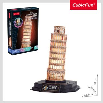 Пъзел 3D Leaning Tower of Pisa Night Edition с LED светлини CubicFun L535h 