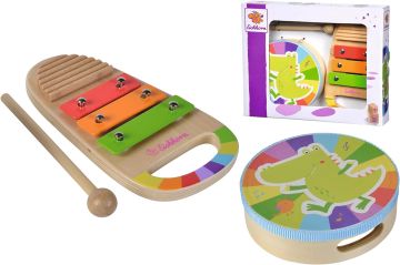 Дървен музикален комплект с барабан и ксилофон Eichhorn 100003490
