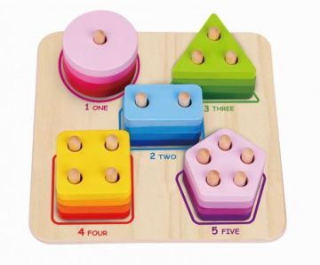 Дървена низанка геометричен сортер Tooky Toy TKF080