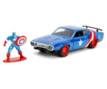 Метален автомобил Plymouth GTX wit Captain America Marvel Comics Jada Toys 253223024 - 1/32 
