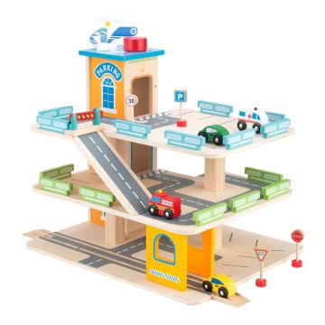 Дървен паркинг гараж с колички Wooden TL26020 