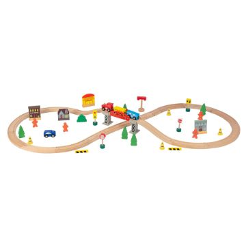 Дървено влакче с релси осморка Wooden TL923001