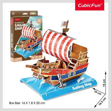 Пъзел 3D Миниатюрен кораб Sailing Ship CubicFun W3122h