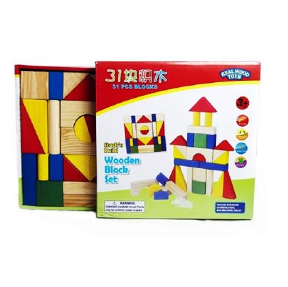 Дървени блокчета с различни форми 31 части