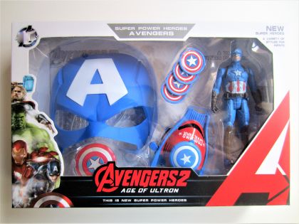 Капитан Америка комплект маска с фигурка и изстрелвачка 