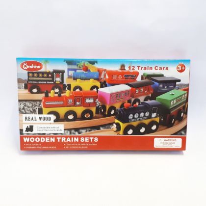 Комплект цветни дървени влакчета