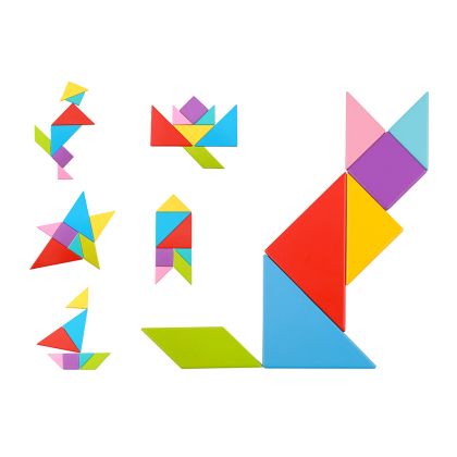 Дървен цветен пъзел Танграм TY879 Tooky Toy 