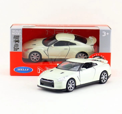 Металeн автомобил Nissan GT-R Welly 1:34 бял