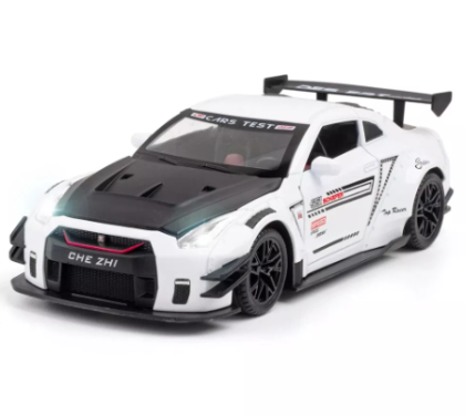Метален автомобил със звук и светлини Nissan GT-R Nismo 1/24, БЯЛ