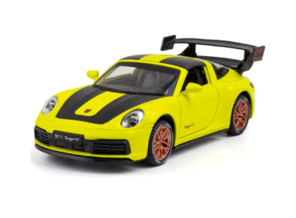 Метална кола Porsche 911 997 Targa 4s 1:32 жълт