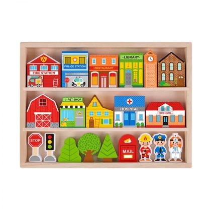 Дървен комплект разходка в града Tooky Toy TK144