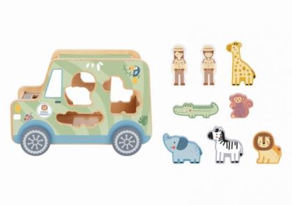 Дървен джип сортер Animal Tooky Toy TK960
