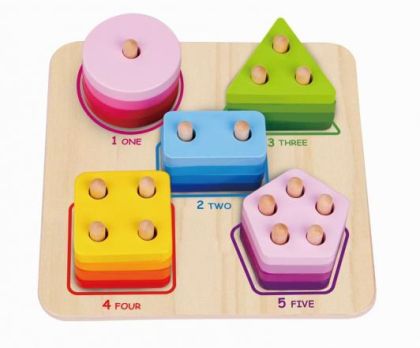 Дървена низанка геометричен сортер Tooky Toy TKF080