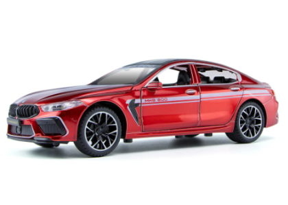 Метален автомобил BMW M8 със звук и светлини 1/24 червен