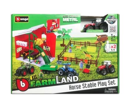 Комплект ферма с трактор и коне Massey Ferguson 8740S Bburago