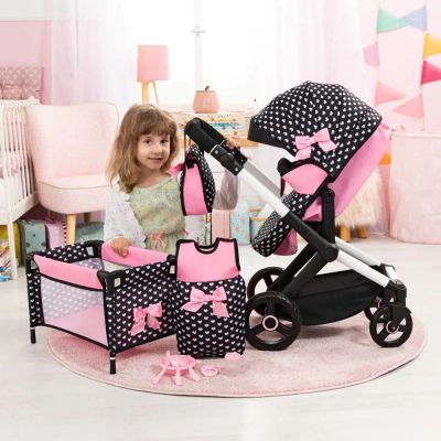 Количка за кукли XEO с легло, спален чувал, прибори BAYER 17060AB 
