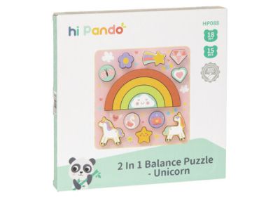 Дървен пъзел и игра за баланс 2в1 Unicorn Hi Pando HP088 