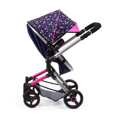Количка за кукли NEO VARIO трансформираща се с чанта синьо/розова BAYER 18417AA
