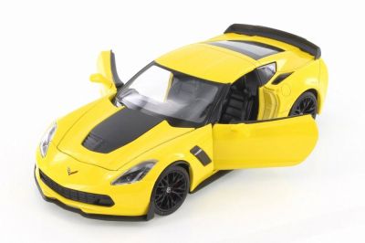 Метална количка 2017 Chevrolet Corvette Z06 Welly 1:24 жълта