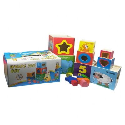 Дървени кубчета пирамида сортер