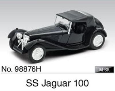 Метален ретро автомобил Jaguar SS 100 Welly 1:34 black