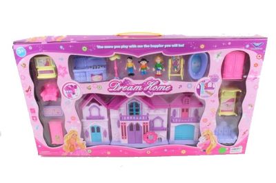 Сгъваема къща за кукли с мебели и фигурки 1326