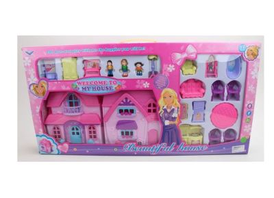 Сгъваема къща за кукли с мебели и фигурки 1336