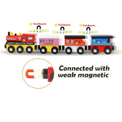 Комплект цветни дървени влакчета