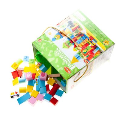 Дървени цветни блокчета с транспортна архитектура 100 части
