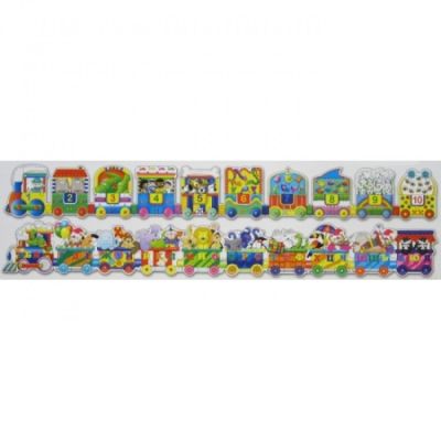 Образователен пъзел Влак с азбука и цифри