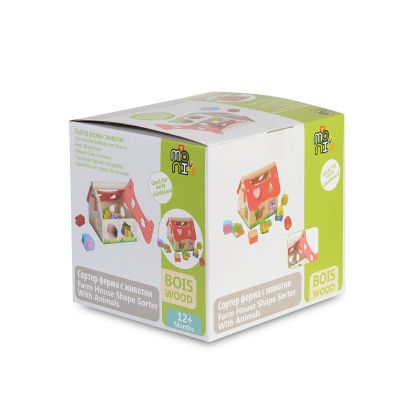 Дървена образователна къща сортер с животни - 2044 Moni Toys  