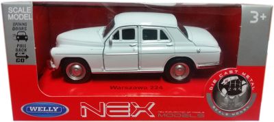 Метална количка Warszawa 224 бяла Welly 1:34 