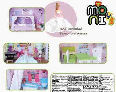 Дървена къща за кукли с обзавеждане Aria 4107 Moni Toys  
