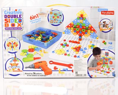Детски конструктивен комплект с винтоверт Creative Double Sided Box 6 в 1 