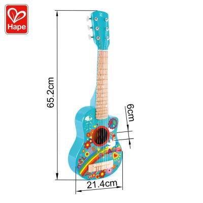 Детска дървена китара 65см Flower Power Hape H0600