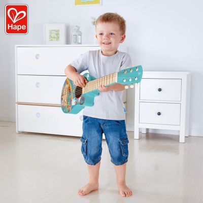 Детска дървена китара 65см Flower Power Hape H0600