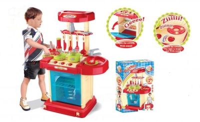 Детска Кухня с аксесоари червено-синя