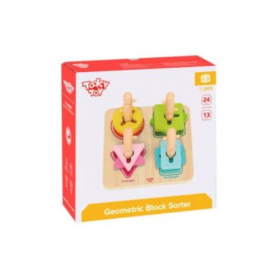 Дървен геометричен пъзел Tooky Toy TL905