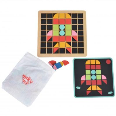 Дървена мозайка с цветни форми Tooky Toy TF569 