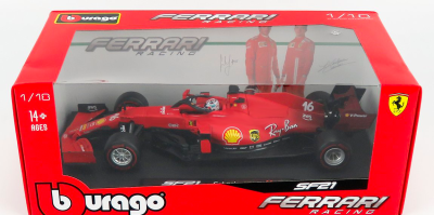 Метална количка Formula 1 Ferrari SF21 F1 #16 Charles Leclerc Bburago 1:18