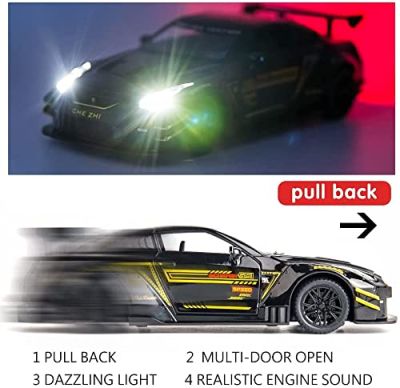 Метален автомобил със звук и светлини Nissan GT-R Nismo 1/24, БЯЛ