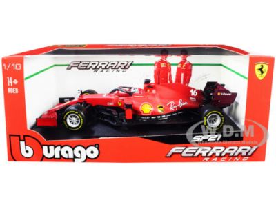Метална количка Formula 1 Ferrari SF21 F1 #16 Charles Leclerc Bburago 1:18