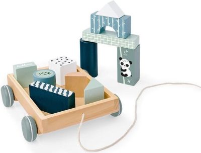 Количка за дърпане с цветни кубчета Blockwagon Eichhorn 100003800 