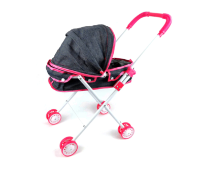 Детска количка за кукли, сив/розова