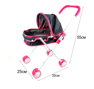 Детска количка за кукли, сив/розова